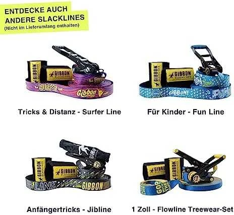 Vokietija Slackline Gibbon Fun Line TreeWear rinkinys 15m/5cm