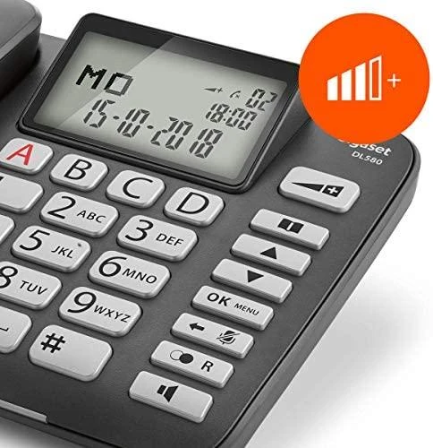 GIS Gigaset DL580 Analoginis telefonas Skambintojo ID Juoda