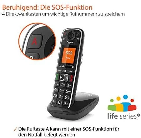 GIS Gigaset E720 Analoginio ryšio / DECT telefonas Skambintojo ID Juoda