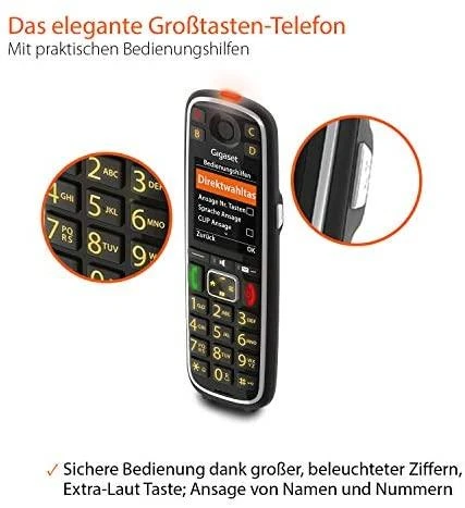 GIS Gigaset E720 Analoginio ryšio / DECT telefonas Skambintojo ID Juoda