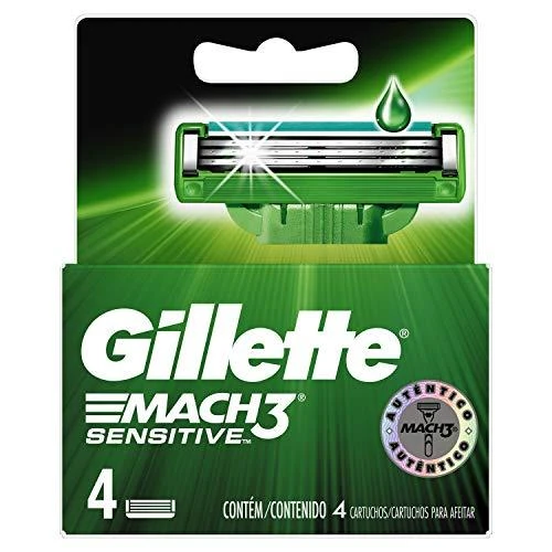 „Gillette Mach3 Sensitive“ keičiami peiliukai vyrams, 4 vnt.