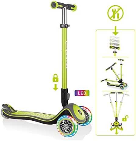 GLOBBER paspirtukas Elite Deluxe Lights, laimo žalios spalvos, 444-406