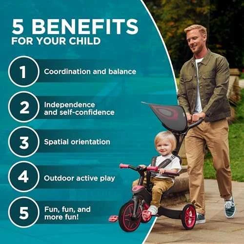 Daugiafunkcinis triratukas Globber Explorer Trike 4in1, raudonas, 632-102