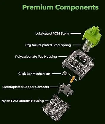 Glorious Raptor Switches, mechaniniai mygtukai, 5-pin, clicky, MX-Stem, 55g - 36 pieces