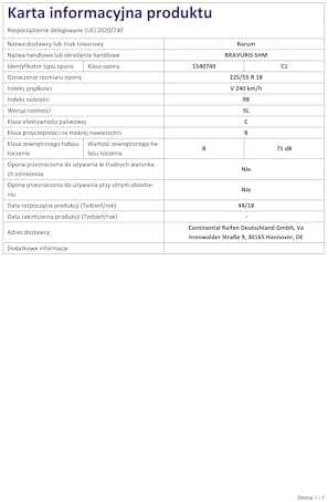 Barum Padangos Bravuris 5HM 98 V (C B B 71dB)