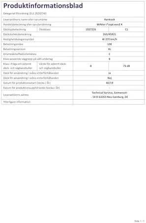 Hankook Padangos Winter i*cept evo3 SUV (W330A) 108 W XL (C B B 73dB)