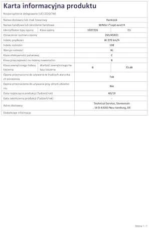 Hankook Padangos Winter i*cept evo3 SUV (W330A) 108 W XL (C B B 73dB)