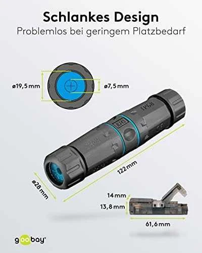 Goobay | Lauko (IP68) LAN kabelio jungtis, CAT 6A UTP neekranuotas | 44416