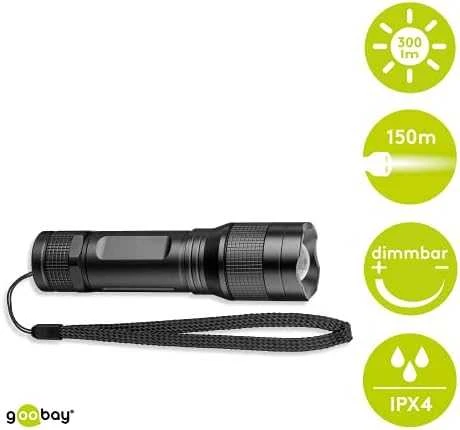Goobay žibintuvėlis LED žibintuvėlis 5W didelio ryškumo 300lm 3xAAA aliuminio 44560