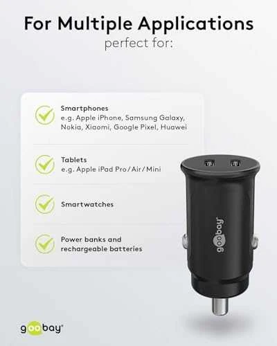 Įkroviklis automobilis 2x USB-C PD 3A 30W Goobay