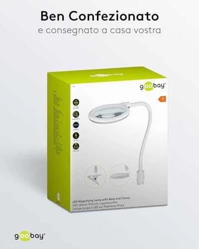 Kosmetinė didinamojo stiklo lempa 30xLED 6W 480lm Goobay K/S