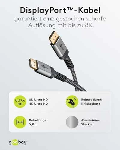 Goobay Kabelis DisplayPort DP 1.4 8K Gobay Plus TEXTIL 5m