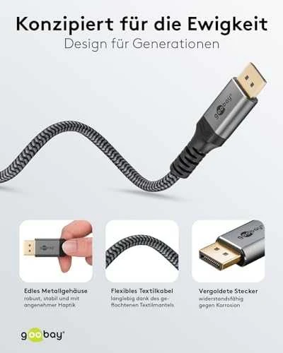 Goobay Kabelis DisplayPort DP 1.4 8K Gobay Plus TEXTIL 5m