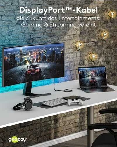 Goobay Kabelis DisplayPort DP 1.4 8K Gobay Plus TEXTIL 5m