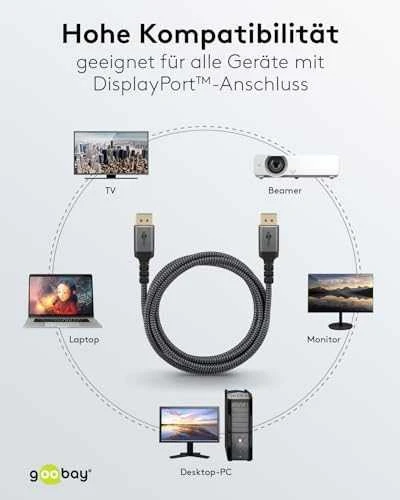 Goobay Kabelis DisplayPort DP 1.4 8K Gobay Plus TEXTIL 5m