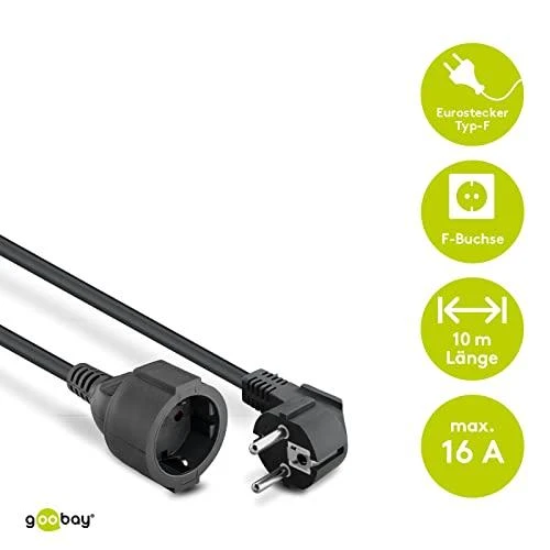 MicroConnect Schuko ilgintuvas, MF, 10m juoda (PE141000)