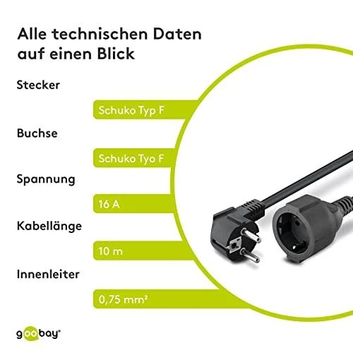 MicroConnect Schuko ilgintuvas, MF, 10m juoda (PE141000)