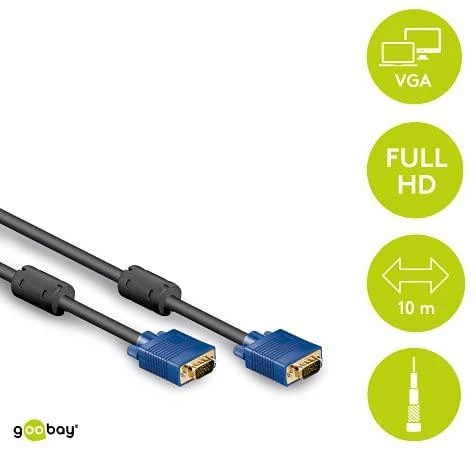 Goobay 10m VGA laidas su ferito filtrais