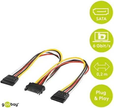 Goobay Maitinimo adapteris 15 kontaktų SATA maitinimui, 2 kietiesiems diskams, 10 cm DELTACO / SATA-15