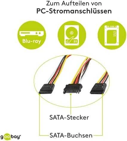Goobay Maitinimo adapteris 15 kontaktų SATA maitinimui, 2 kietiesiems diskams, 10 cm DELTACO / SATA-15