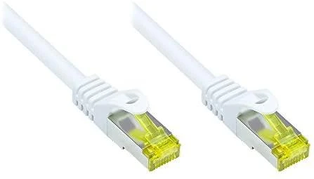 Good Connections Geros jungtys. RJ45 komutacinis kabelis su Cat.7 apsauga ir jungtimi (RNS), S/FTP, PiMF, be halogenų, 600MHz, OFC, baltas, 2m, (8070R-020W)