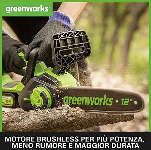 Greenworks GD24CS30K4 grandininis pjūklas 24 V su 30 cm ilgio juosta (su 4Ah akumuliatoriumi ir krovikliu)
