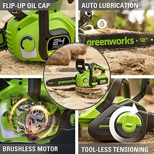 Akumuliatorinis grandininis pjūklas Greenworks GD24CS30 (be akumuliatoriaus ir kroviklio)
