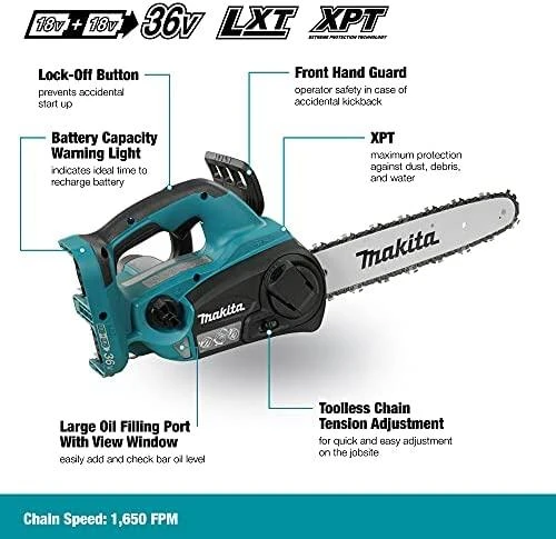 Makita DUC302Z Akumuliatorinis grandininis pjūklas, 2X18V , 300mm, Be akumuliatorių ir kroviklio!