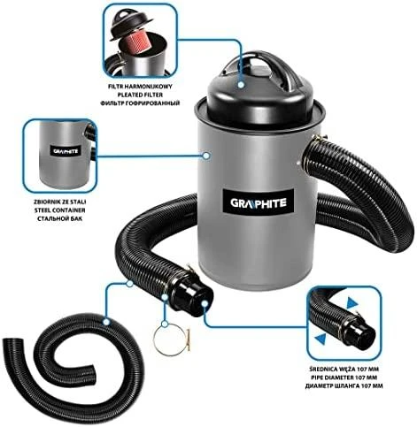 Graphite Odciąg Drožlių ir pjuvenų siurblys 1100 W 50 l