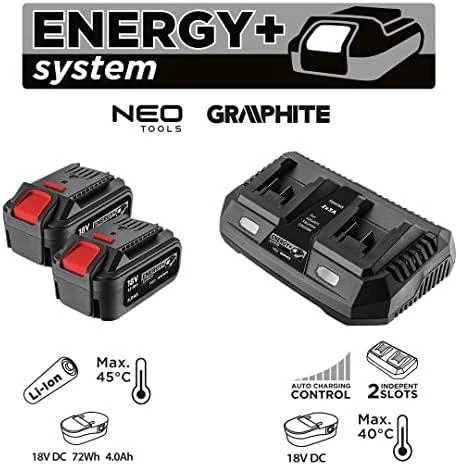 Graphite 18V akumuliatorių komplektas su dvigubąja įkrovimo stotele