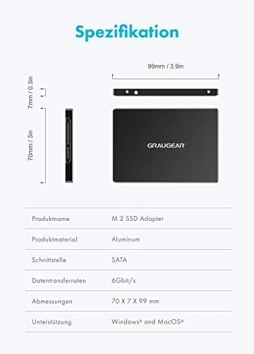 Graugear GRAUGEAR Konverter M.2 NGFF SSD zu 2,5'' SATA retail