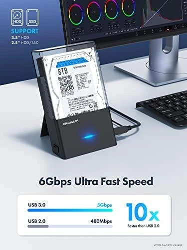 Graugear HDD prijungimo stotelė su mėlyna LED lempute