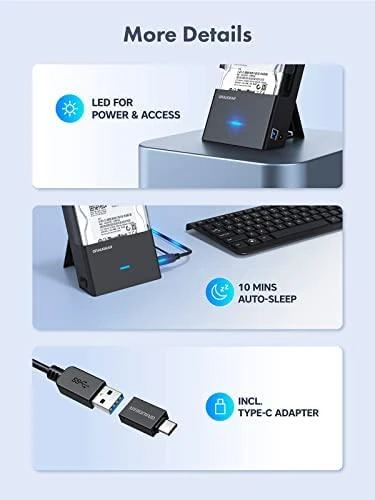 „Graugear“ kišeninis prijungimo dėklas 3,5 colio / 2,5 colio HDD / SSD diskams, USB 3.2 Gen1