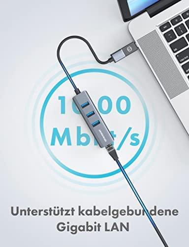 Graugear GRAUGEAR USB HUB USB-HUB 3x USB 3.0 prievadai Type-A+ Gbit LAN mažmeninė prekyba
