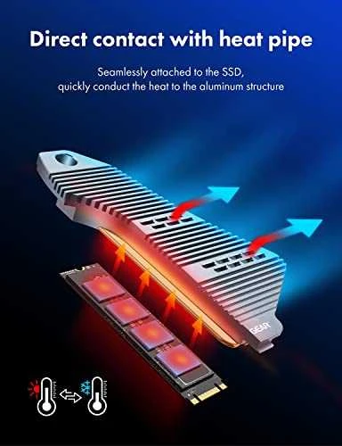 Nezatříděno „Graugear“ šilumos vamzdžio radiatorius, skirtas PS5 atminties išplėtimui, skirtas M.2 NVMe SSD su įmontuotu dangteliu