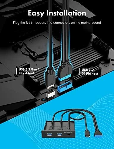 Graugear „Graugaer Pilkas Gear“ daugiafunkcis priekinis skydelis su USB šakotuvu