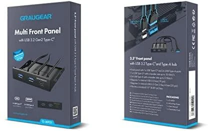 Graugear „Graugaer Pilkas Gear“ daugiafunkcis priekinis skydelis su USB šakotuvu