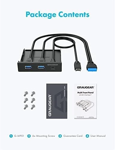 Graugear „Graugaer Pilkas Gear“ daugiafunkcis priekinis skydelis su USB šakotuvu