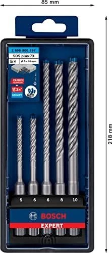 Grąžtas Grąžtų betonui rinkinys Bosch SDS-plus-7X; 5/6/6/8/10 mm; 5 vnt.