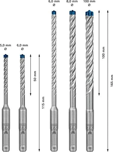 Grąžtas Grąžtų betonui rinkinys Bosch SDS-plus-7X; 5/6/6/8/10 mm; 5 vnt.