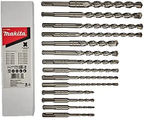 Grąžtas 14 dalių grąžtų rinkinys Makita D-71956; SDS-Plus