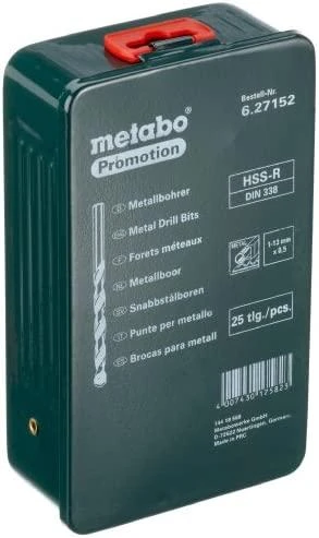 Grąžtas Grąžtų komplektas metalui Metabo HSS-R; 1-13 mm; 25 vnt.
