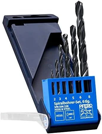 Grąžtas 6 dalių metalo grąžtų rinkinys plienui PFERD DIN338 HSSG N Steel 6TLG