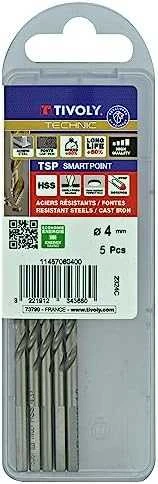 Tivoly Metalo grąžtas 4.0x75mm, "Smart Point" pakopinis antgalis - 5vnt