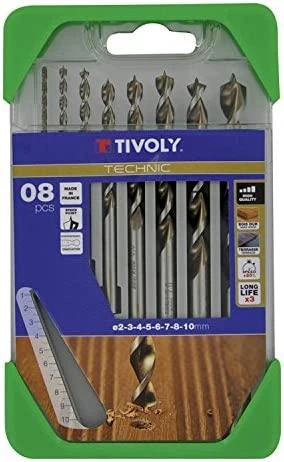 Grąžtas Tivoly Medžio grąžtų rinkinys 2 - 10mm, 8 vnt, HSS, sugraduotas