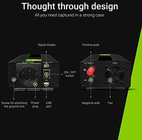 Green Cell Žalias Cell GREENCELL automobilio maitinimo keitiklis nuo 12V iki 230V 300W/600W gryno sinuso