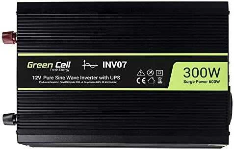 Green Cell Žalias Cell Inverteris 12V/230V 300W/600W sinusinė išėjimo įtampa Žalias Cell su UPS funkcija