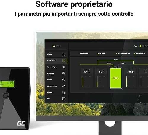 Green Cell Žalias Cell GREENCELL UPS06 UPS Žalias Cell AiO su LCD 600VA