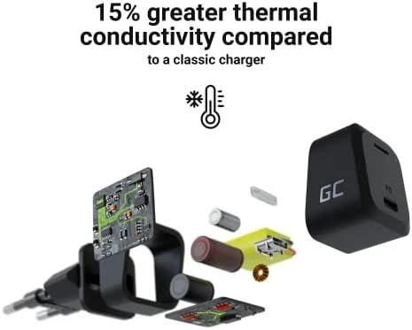 Green Cell Žalias Cell Žalias CELL Charger USB-C GaN GC PowerGaN 33W PD 3.0 QC 3.0 1x USB-C juodas