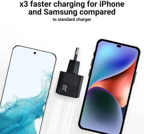 Green Cell Žalias Cell Žalias CELL Charger USB-C GaN GC PowerGaN 33W PD 3.0 QC 3.0 1x USB-C juodas